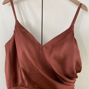 Revelry dress- Rory, satin, cinnamon rose